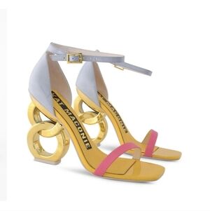 Kat Maconie Suzy Chain Sandal Heels Blue Size 10.5 Holiday Party Shoes